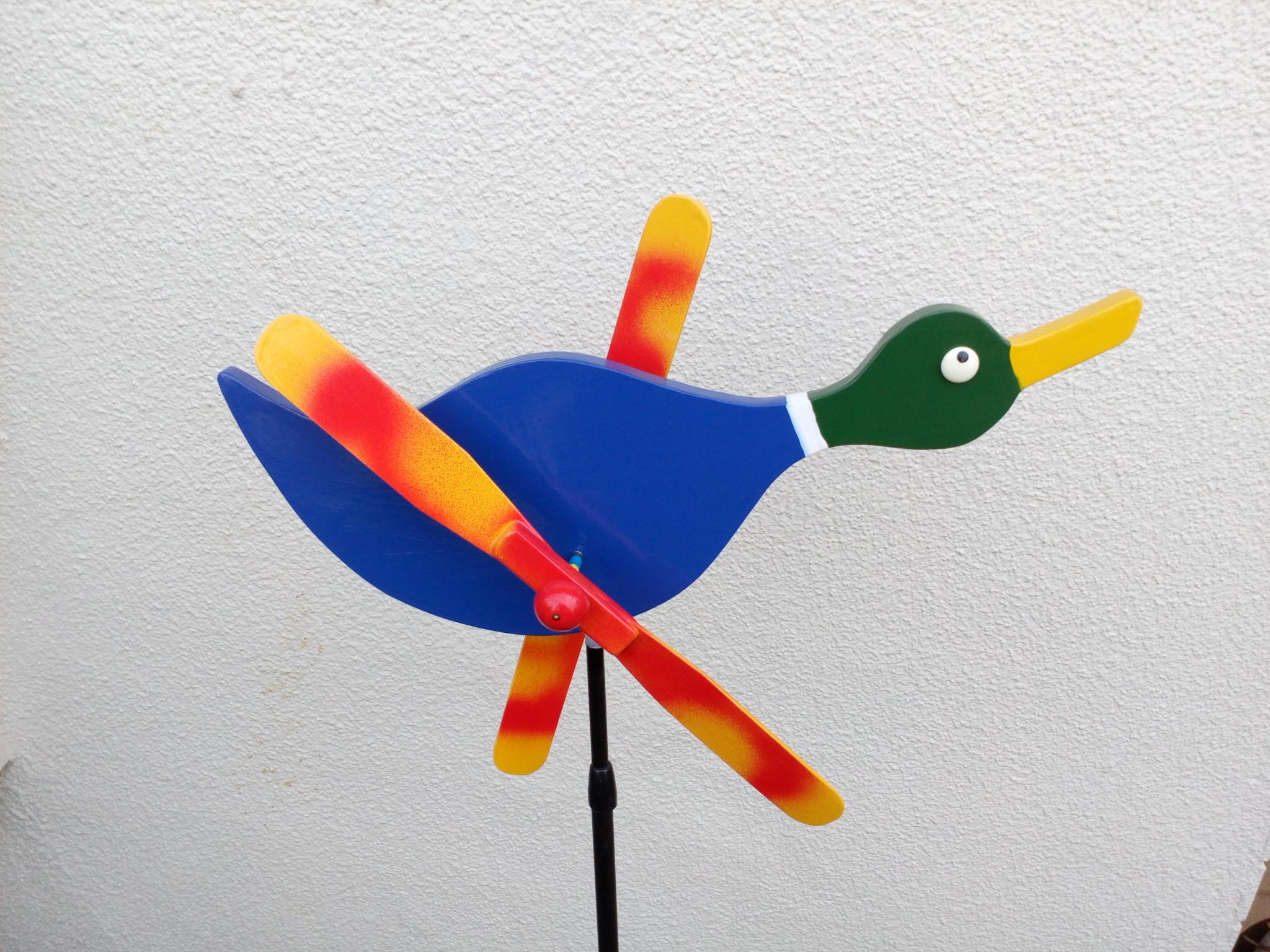 ラッキーバード　羽根つき風見鶏　木製　手造り1枚目の画像