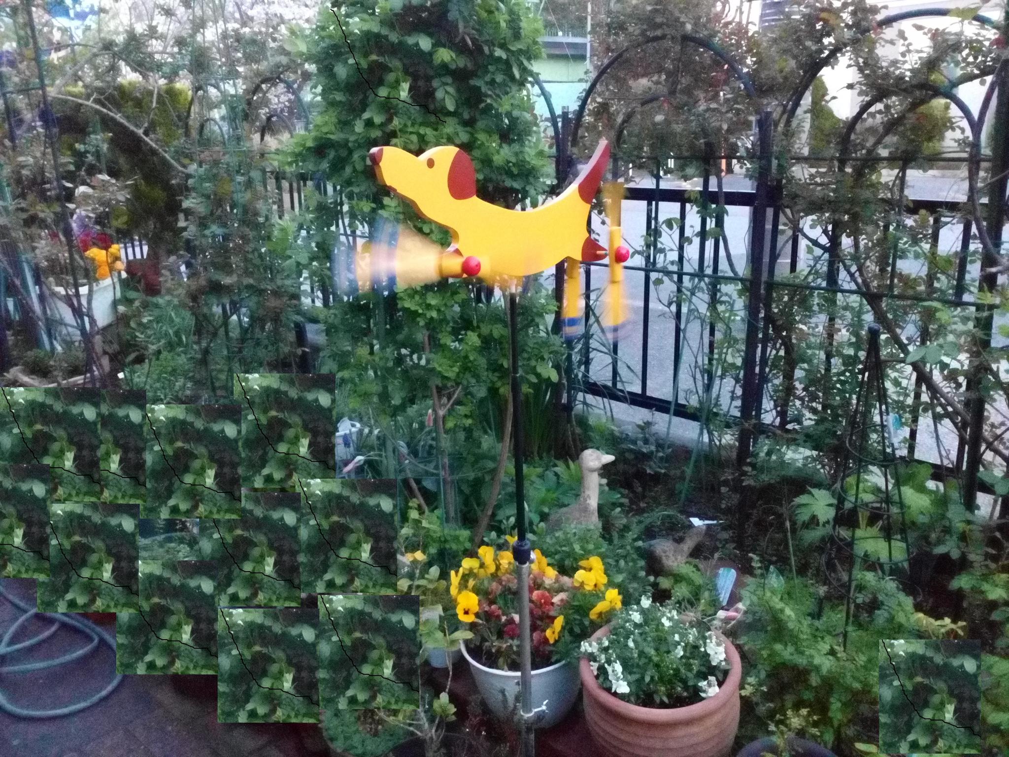 ハッピー犬　羽根つき風見鶏　手造り　木製 | 5枚目