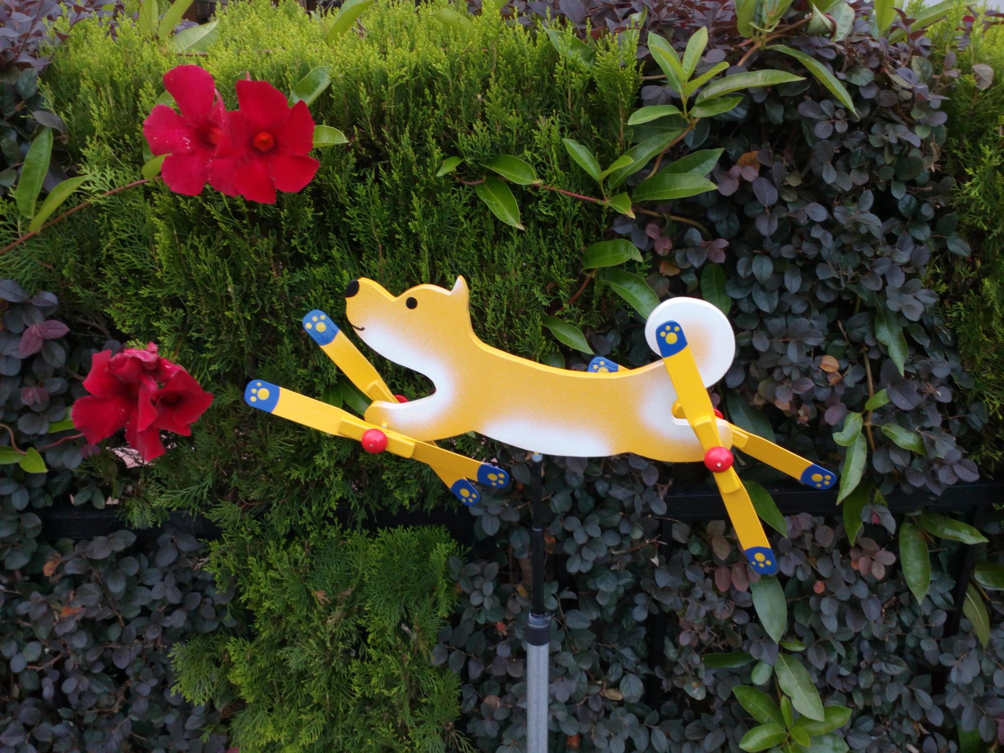 柴犬　羽根つき風見鶏　手造り　木製1枚目の画像