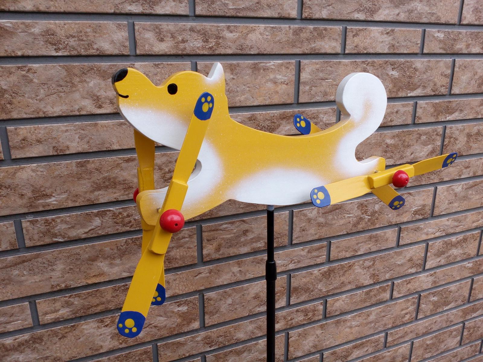 柴犬　羽根つき風見鶏　手造り　木製 | 2枚目