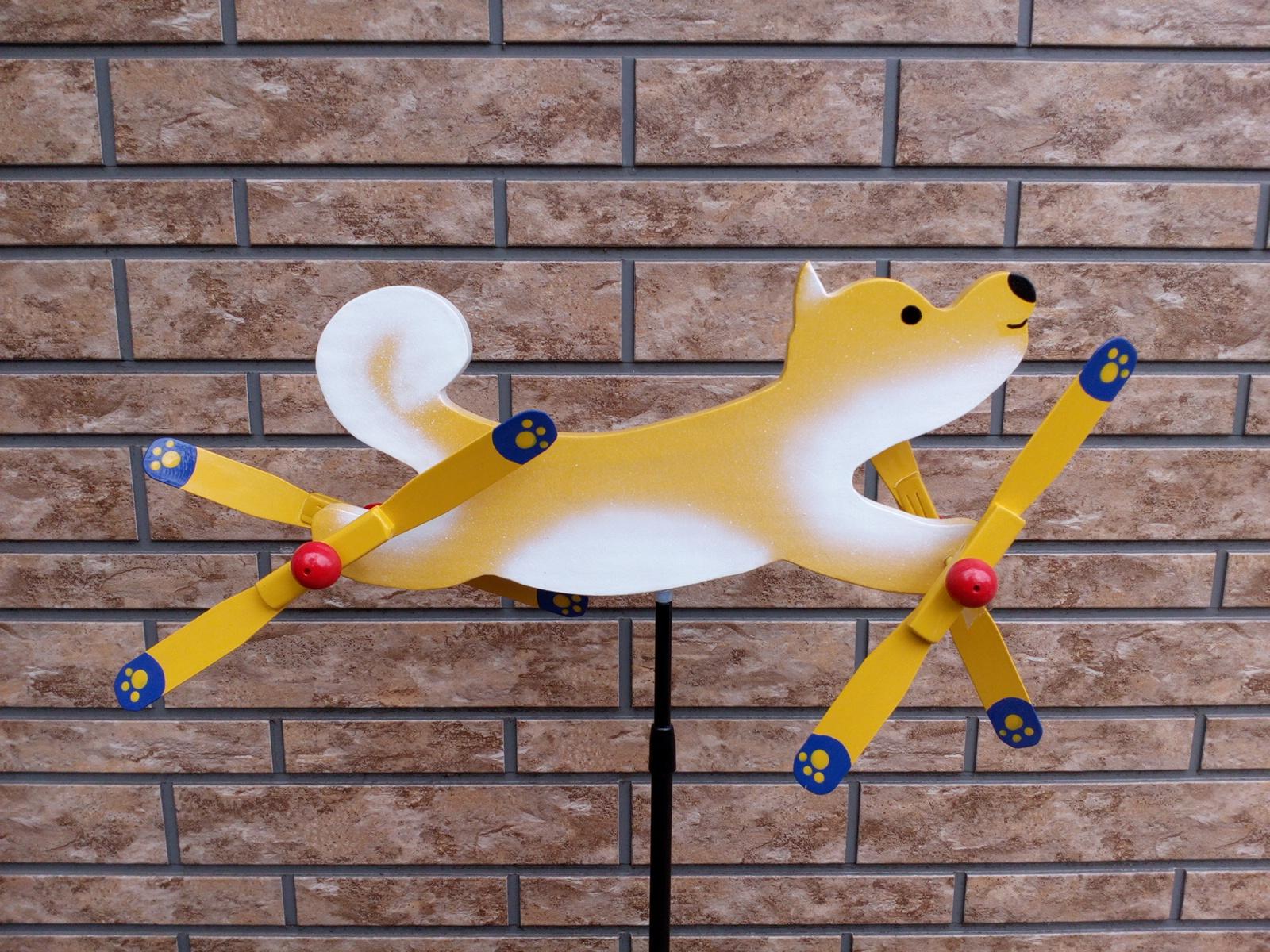 柴犬　羽根つき風見鶏　手造り　木製 | 3枚目