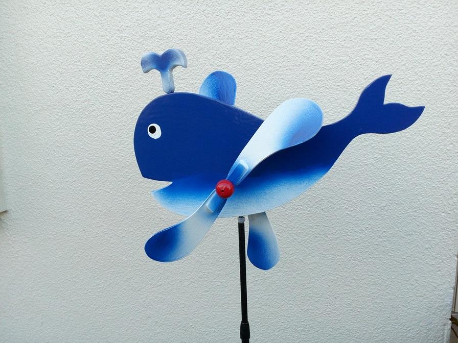くじら　羽根つき風見鶏　手造り　木製 | 2枚目