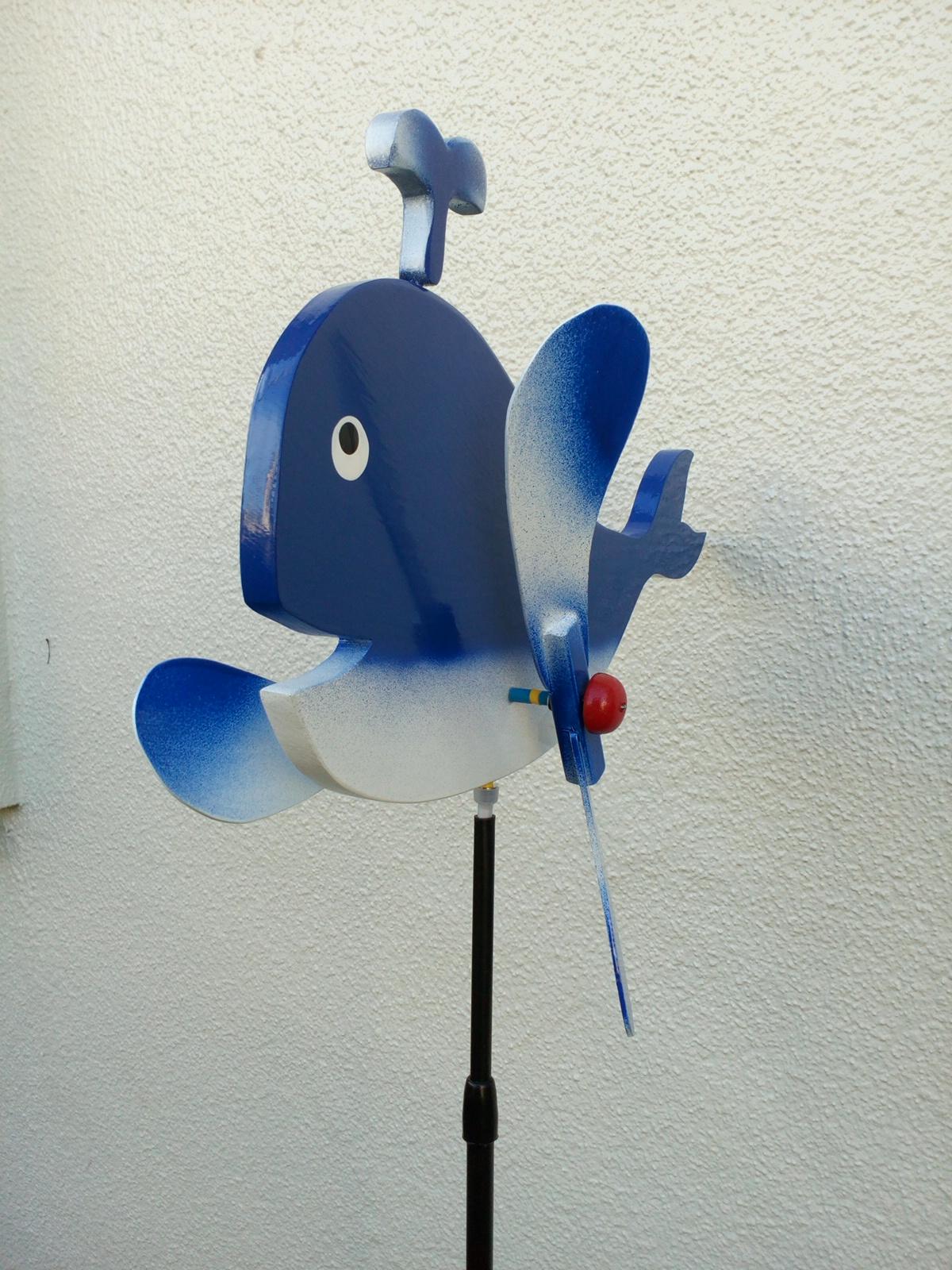 くじら　羽根つき風見鶏　手造り　木製 | 3枚目