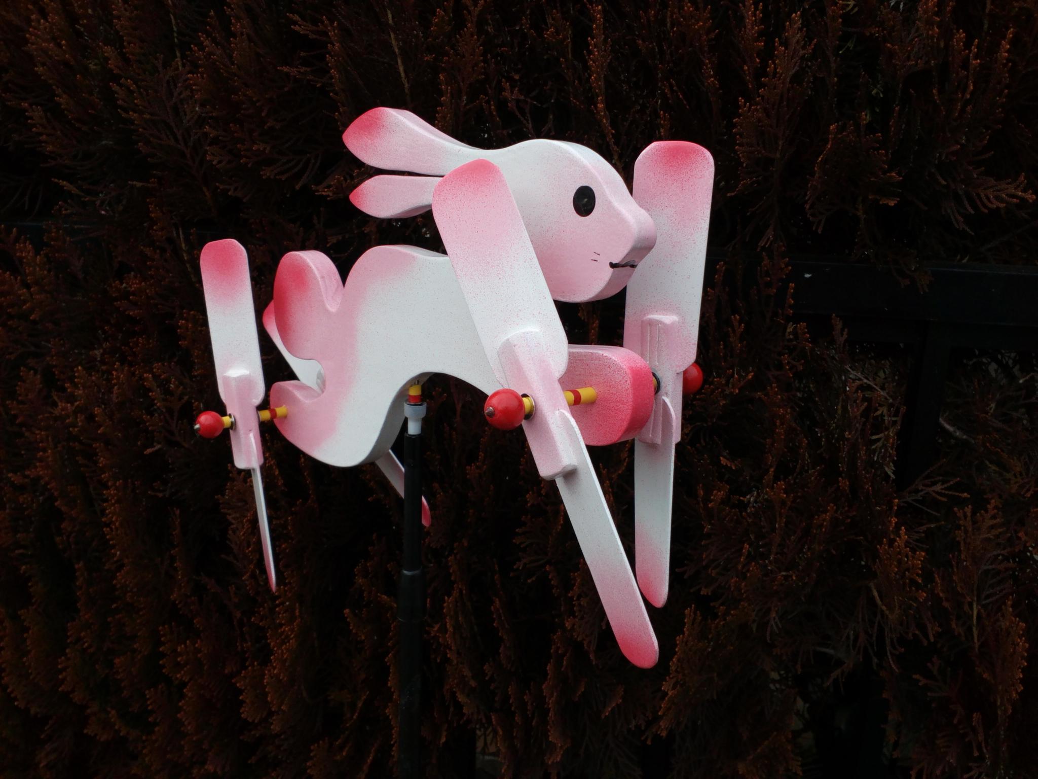 さくらうさぎ　羽根つき風見鶏　手造り　木製 | 2枚目